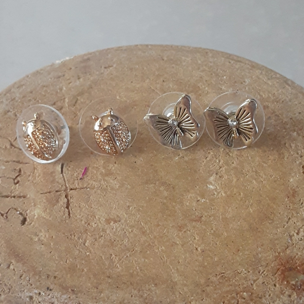 One care of butterfly also pair of ladybug earring